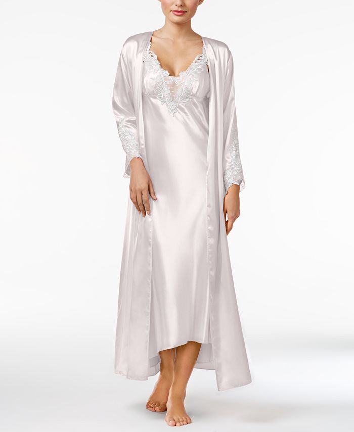 Flora by Flora Nikrooz Stella Satin Venise Trim Gown and Robe Separates ...