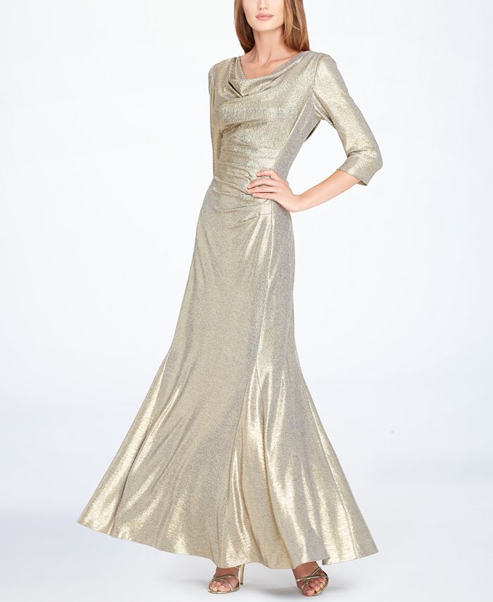 Cowl neck metallic dress hot sale