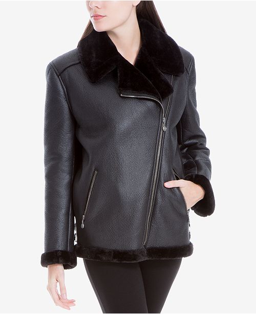 Max Studio London Faux-Shearling Moto Jacket, Created For Macy's ...