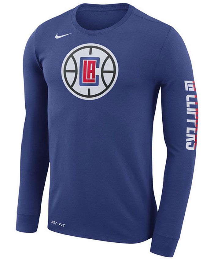Nike Men's Los Angeles Clippers Dri-FIT Cotton Logo Long Sleeve T-Shirt ...