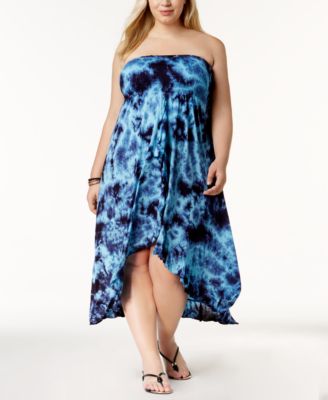 Raviya - Plus Size Tie-Dyed Waterfall Cover-Up Dress