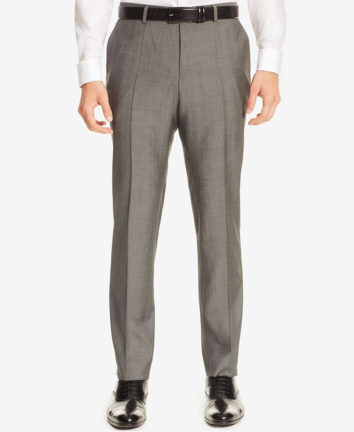 Hugo Boss BOSS Men's Slim-Fit Crosshatch Virgin Wool Dress Pants - Macy's