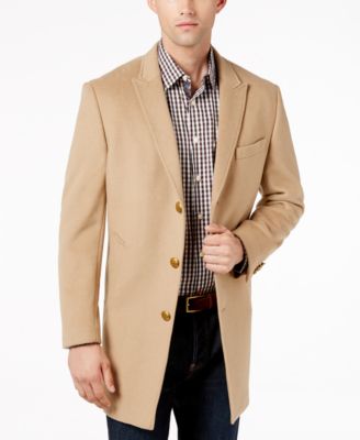 mens slim fit camel overcoat