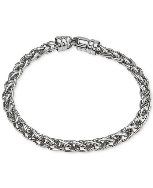 Esquire Men's Jewelry Wheat Chain Bracelet in Sterling Silver, Created ...