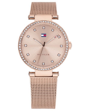 image of Tommy Hilfiger Women-s Rose Gold-Tone Stainless Steel Mesh Bracelet Watch 32mm