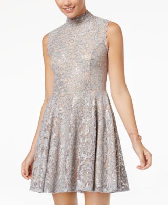 City Studios - Juniors' Lace Fit & Flare Dress