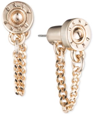 image of Dkny Logo Rivet Chain Front & Back Earrings, Created for Macy-s
