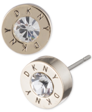 image of Dkny Logo Crystal Ring Stud Earrings, Created for Macy-s
