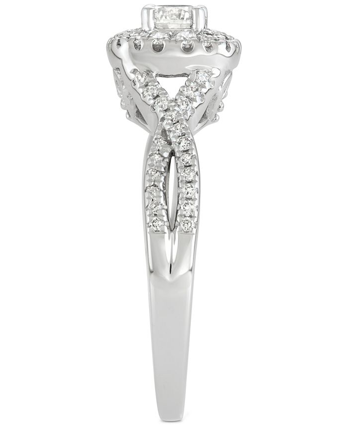 Macy's Diamond Halo Engagement Ring (3/4 ct. t.w.) in 14k White Gold ...