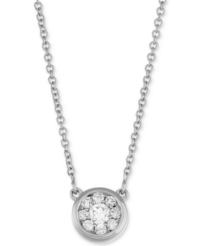 Macy's Diamond Cluster Pendant Necklace (1/4 ct. t.w.) in 14k White ...