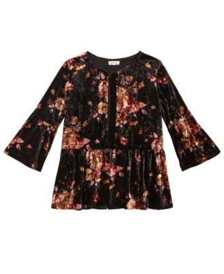 Monteau Floral-Print Velvet Blazer Jacket, Big Girls Macy's