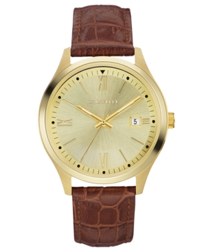 UPC 042429554863 product image for Caravelle Designed by Bulova Men's Brown Leather Strap Watch 41mm | upcitemdb.com