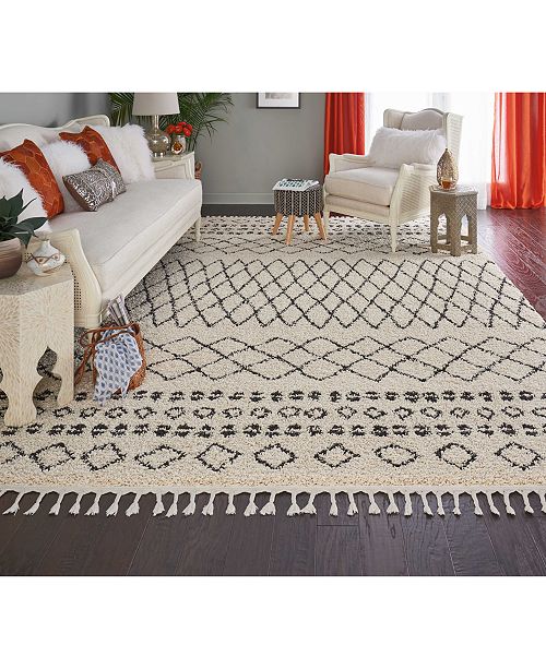 Macy's Fine Rug Gallery Rocco Shag ROC02 Cream 7' 10" x 10' 6" Area Rug
