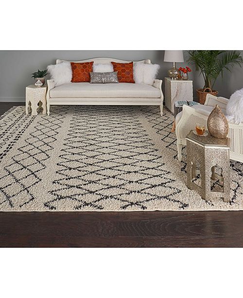 Macy's Fine Rug Gallery Rocco Shag ROC02 Cream 7' 10" x 10' 6" Area Rug