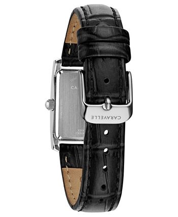 Caravelle - Women's Black Leather Strap Watch 21x33mm