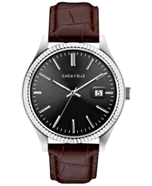 UPC 042429555020 product image for Caravelle Designed by Bulova Men's Brown Leather Strap Watch 41mm | upcitemdb.com