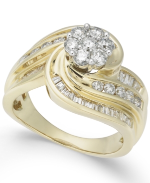 image of Diamond Swirl Cluster Ring (1-1/4 ct. t.w.) in 14k Gold