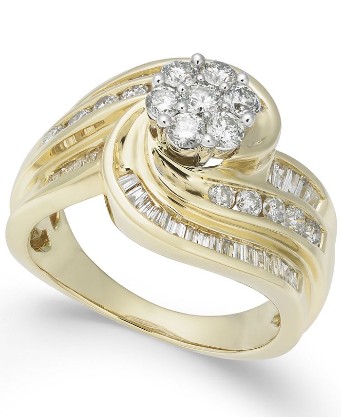 Macy's - Diamond Swirl Cluster Ring (1-1/4 ct. t.w.) in 14k Gold