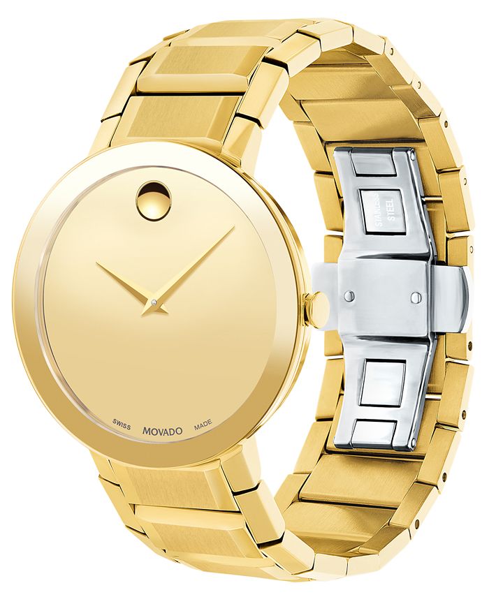 Movado - Men's Swiss Sapphire Gold-Tone PVD Stainless Steel Bracelet Watch 39mm