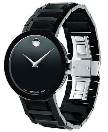 Movado - Men's Swiss Sapphire Black PVD Stainless Steel Bracelet Watch 39mm