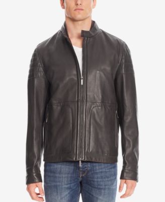 hugo boss leather biker jacket mens