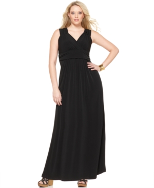 Ny Collection Plus Size Ruched Empire Maxi Dress