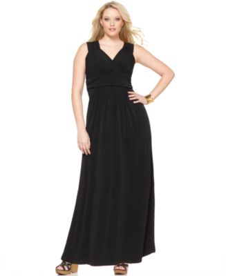 NY Collection Plus Size Ruched Empire Maxi Dress - Dresses - Plus Sizes ...