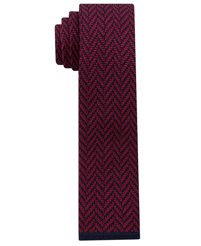 Tommy Hilfiger Men s Herringbone Flat Bottom Skinny Silk Tie Macy s