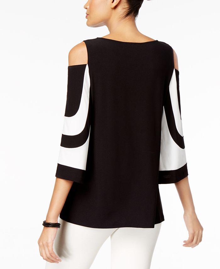 Alfani Petite Colorblocked Cold-Shoulder Top, Created for Macy's - Macy's