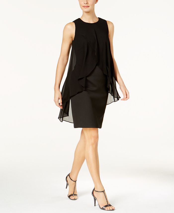 Calvin Klein Chiffon Popover Scuba Dress - Macy's