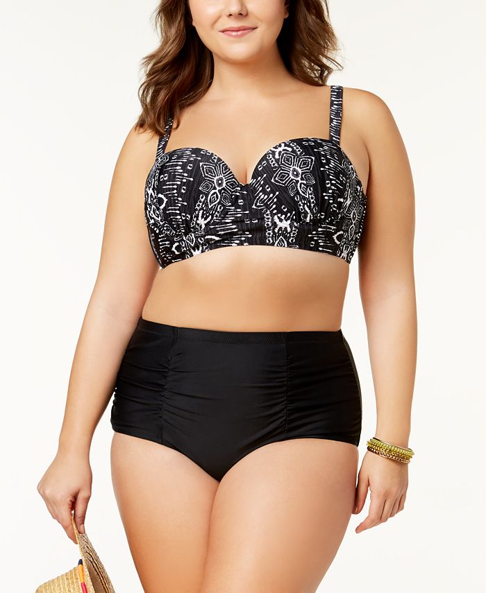 Raisins Curve Trendy Plus Printed PushUp Underwire Bikini Top & High