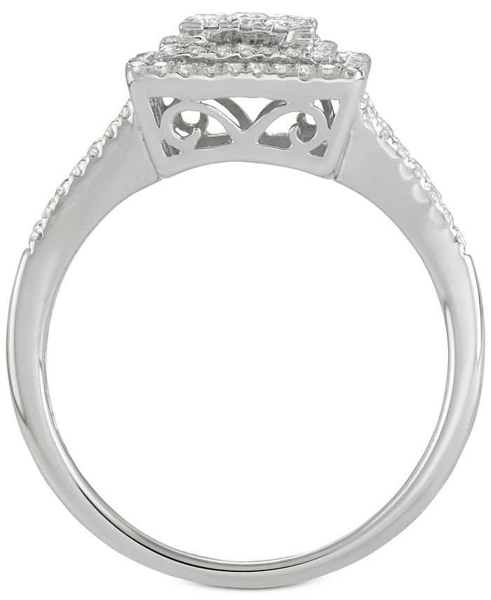 Macy's Diamond Square Halo Cluster Engagement Ring (1/2 ct. t.w.) in