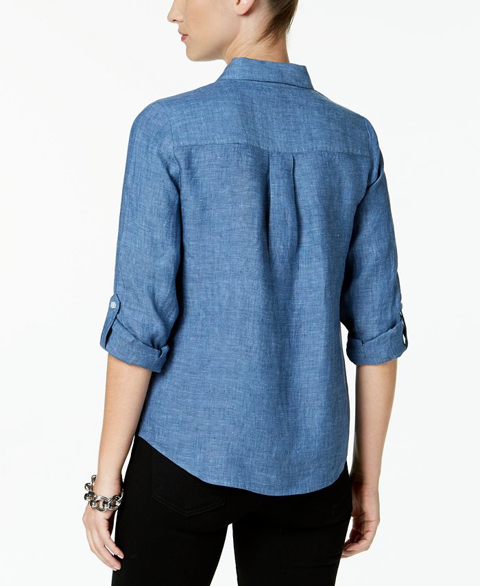 Charter Club Petite Linen Utility Shirt, Created for Macy's & Reviews