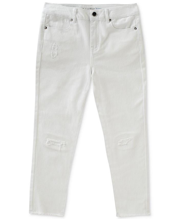 Calvin Klein Big Girls Frayed Capri Skinny Jeans - Macy's