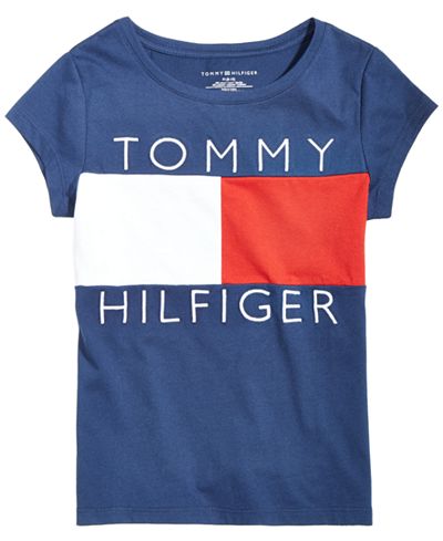 Tommy Hilfiger Logo Flag T-Shirt, Big Girls - Shirts & Tees - Kids ...
