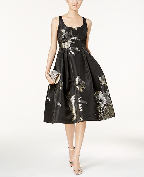 Ivanka Trump Metallic Print Fit Flare Dress Reviews Dresses Women Macy S