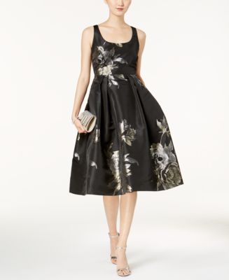 Ivanka Trump Metallic-Print Fit & Flare Dress - Macy's