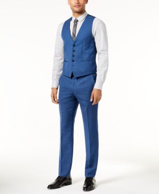 Hugo Boss HUGO Men's Slim-Fit High Blue Textured Vested Suit
