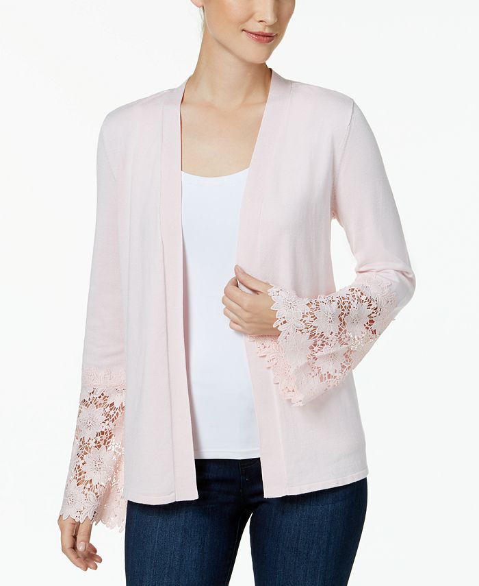 Charter Club Petite Lace-Cuff Completer Cardigan, Created for Macy's ...