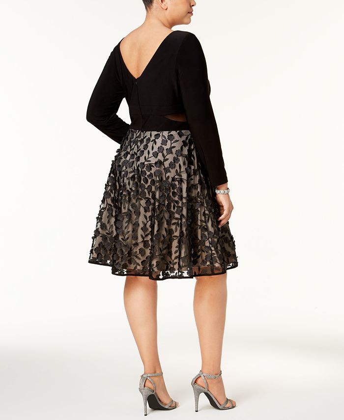 XSCAPE Plus Size Illusion 3D Flower Dress Macy's