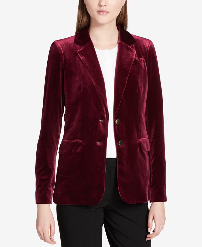 Calvin Klein Velvet TwoButton Blazer & Reviews Jackets & Blazers