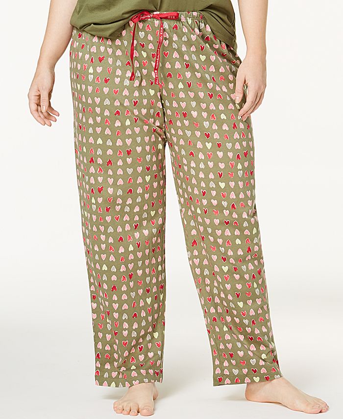 Hue Plus Size Heart-Print Cotton Pajama Pants - Macy's
