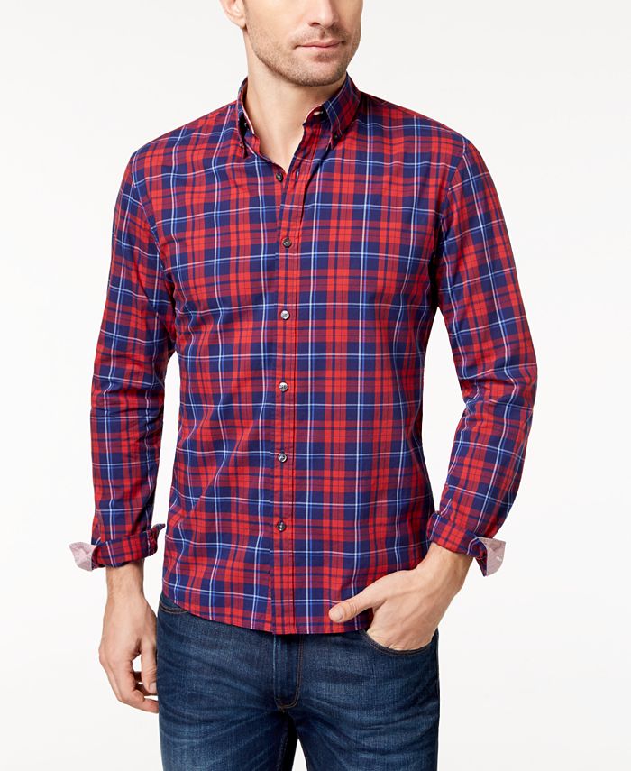 Michael Kors Men's Slim-Fit Check-Print Shirt - Macy's