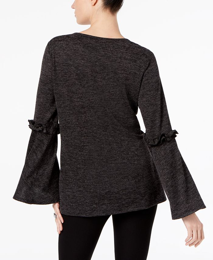 NY Collection Ruffled Bell-Sleeve Top - Macy's