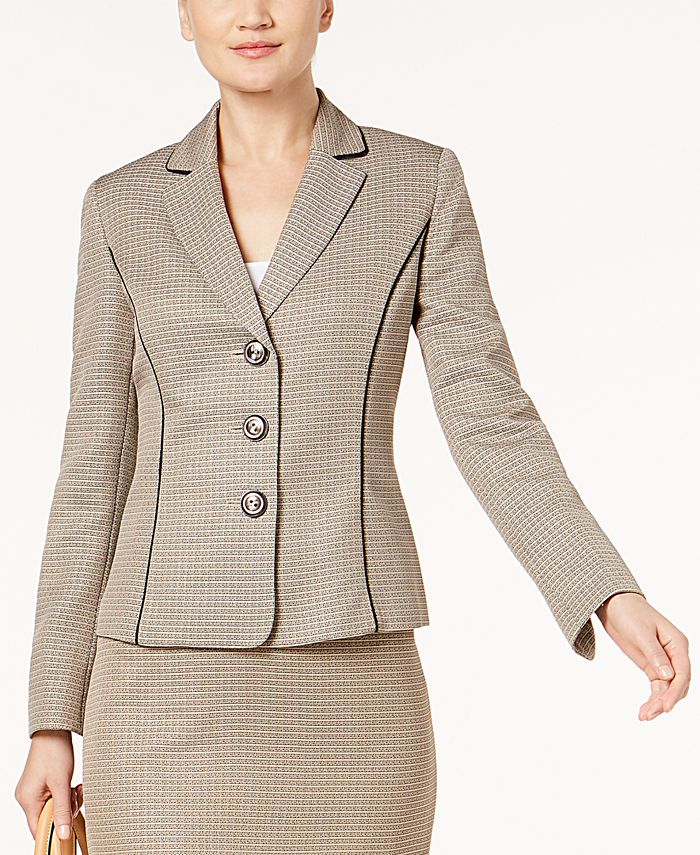 Le Suit Colorblocked Tweed Skirt Suit - Macy's