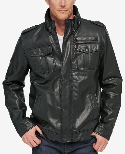 Levi's Men's Vintage Sherpa-Lined Faux-Leather Jacket & Reviews - Coats ...