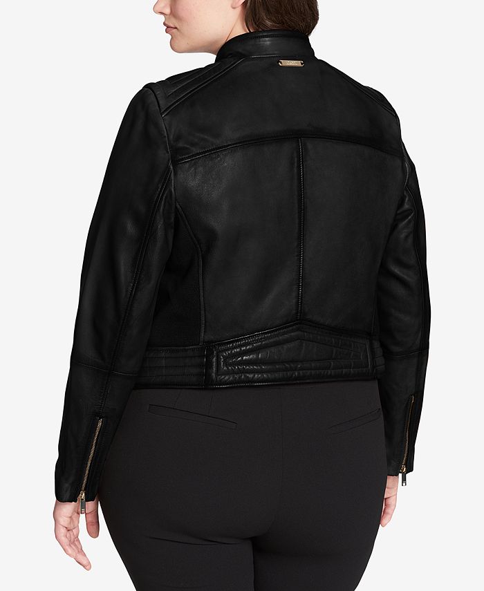 DKNY Plus Size Asymmetrical Leather Jacket - Macy's