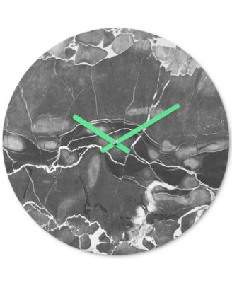 Deny Designs - Emanuela Carratoni Grey Marble Round Clock