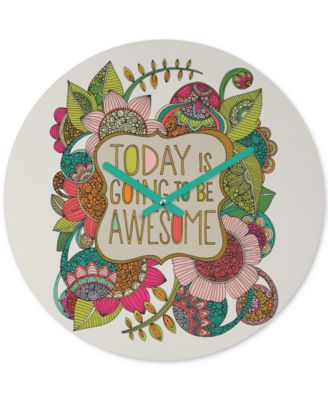 Deny Designs - Valentina Ramos Today Is Going To Be Awesome Round Clock