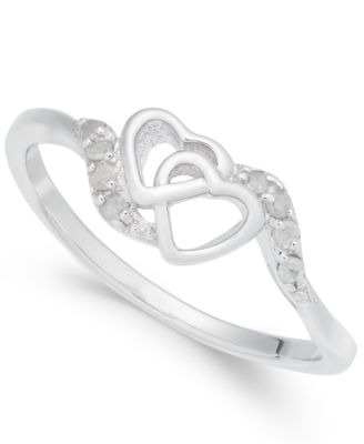 Diamond Interlocked Heart Ring (1/10 ct. t.w.) in Sterling Silver 
